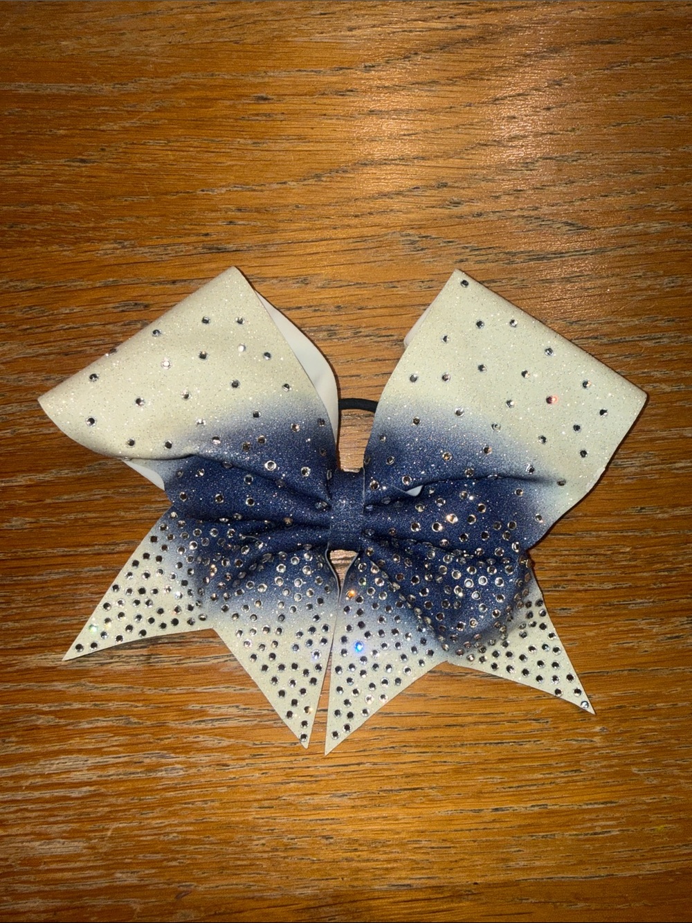 Glitter Ombre Navy & White Cheer Bow for Kids